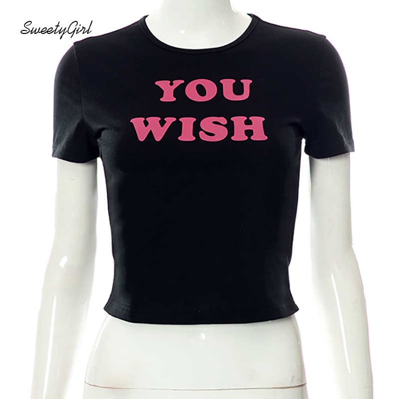 Áo Croptop Cổ Tròn Ngắn Tay In Chữ Thời Trang Dành Cho Nữ 2022