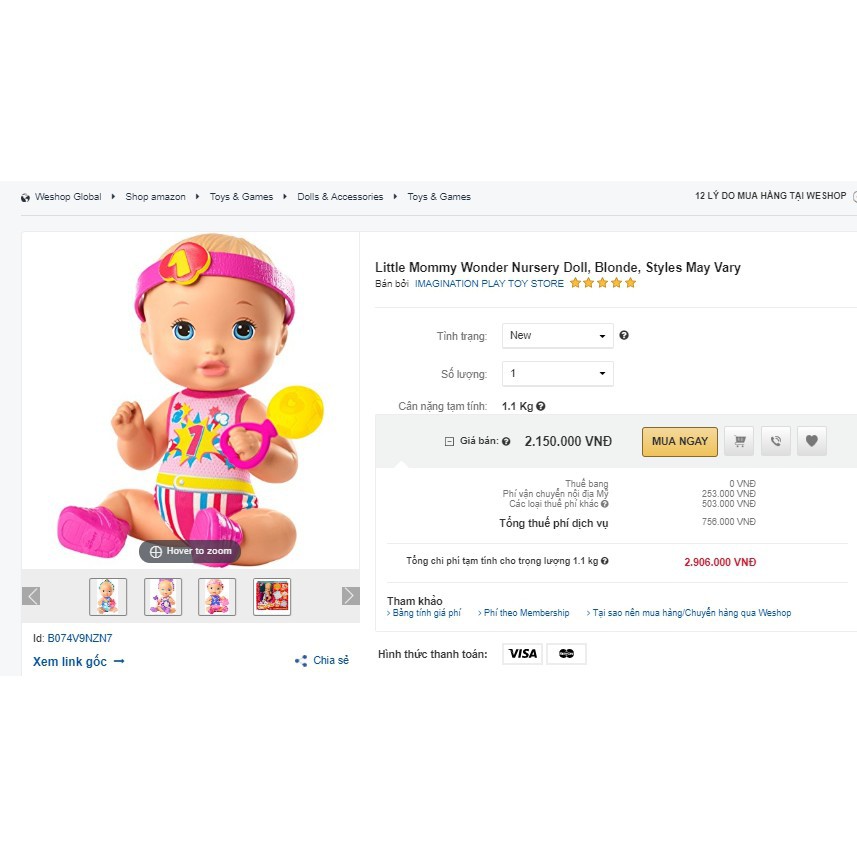 {Xã lỗ} Búp Bê Little Mommy Wonder Nursery Doll, Styles May Vary 27cm