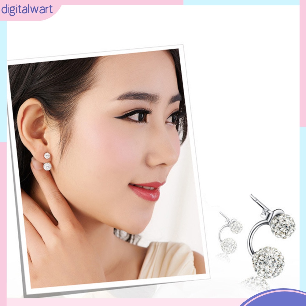 Đôi bông tai dáng dài hình quả bóng đính đá thời trang cho nữ