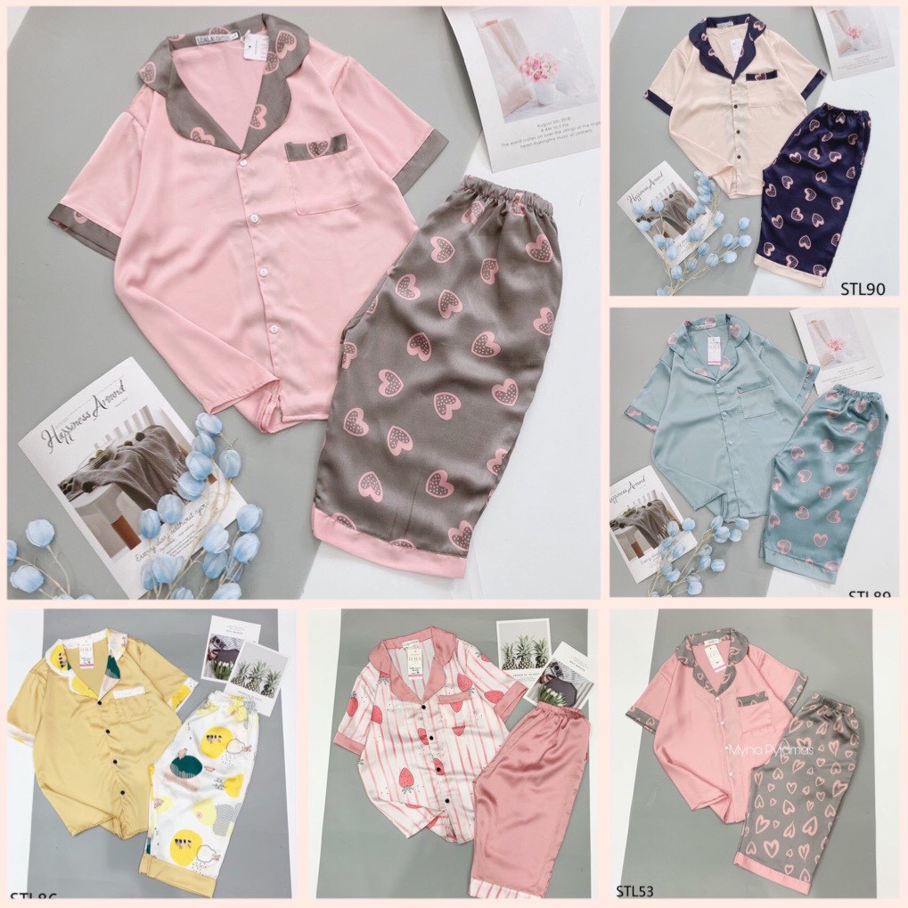 [Hàng Có Size] Bộ Pijama Lụa Cộc Lửng - Bộ Mặc Nhà Lửng Mềm Mát THấm Hút Mồ Hôi