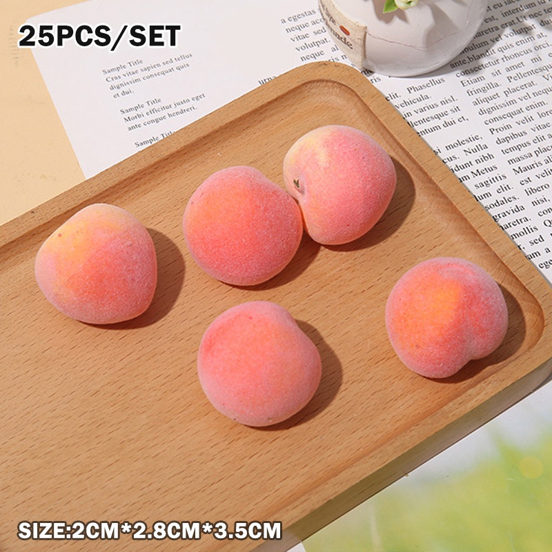 Set 25 Quả Đào Mini 2cm/2.5cm/3.5cm Dùng Trang Trí Đa Năng
