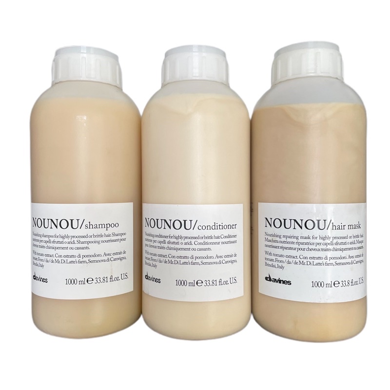 Combo bộ sản phẩm Nounou Davines chữa trị tóc hư tổn 1000ml