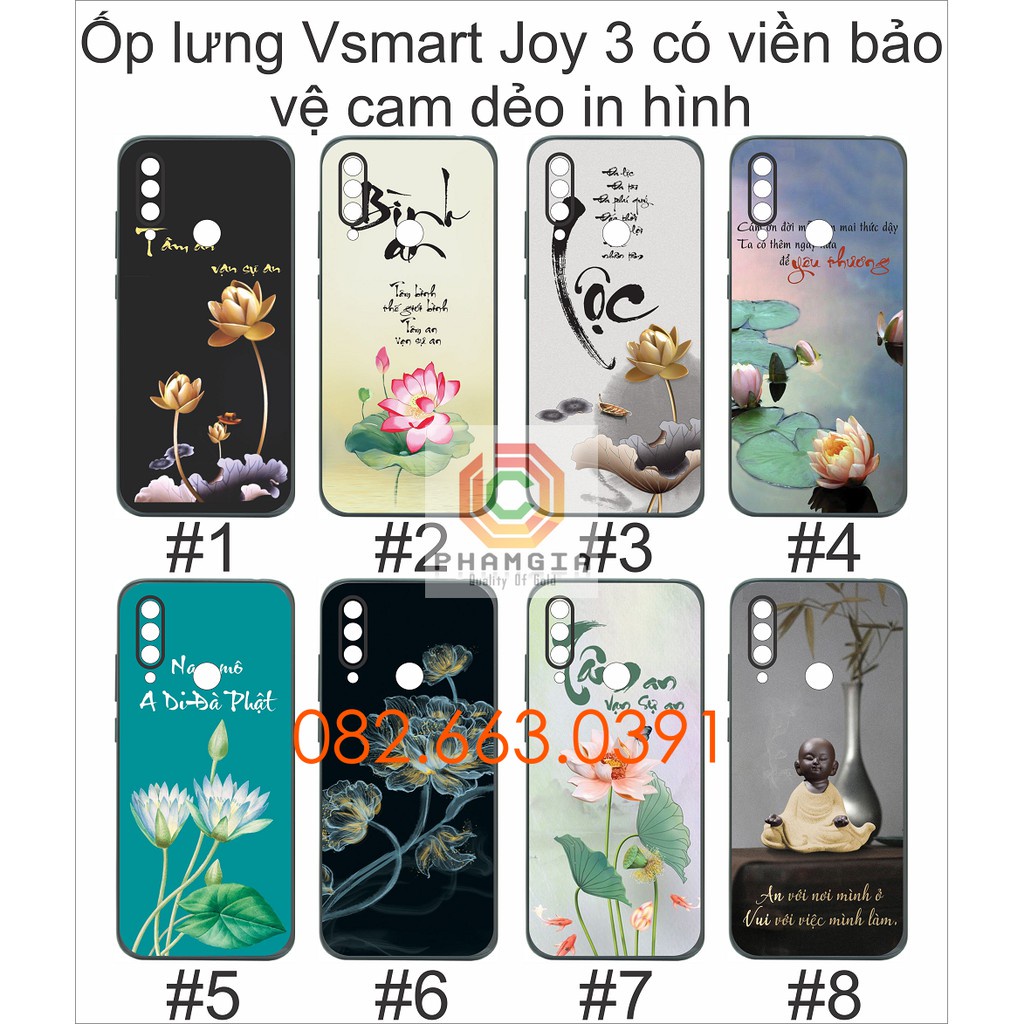Ốp lưng Vsmart Joy 3 có viền bảo vệ cam dẻo đen in hình thư pháp