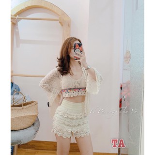 Sét 3 trong 1 ren đi biển siêu nhẹ nhàng nổi bật