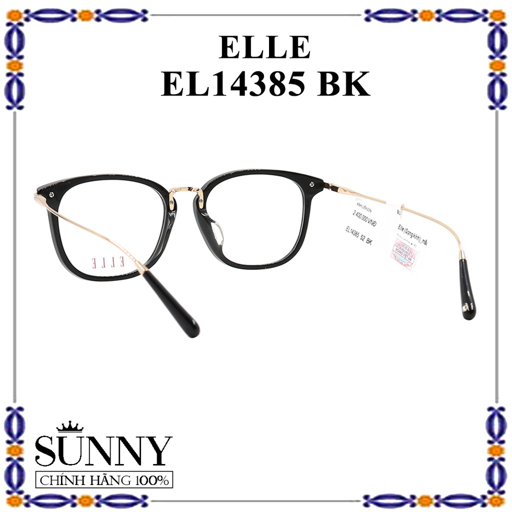 Gọng kính thời trang Elle EL14385 BK chính hãng Korea, bảo hành toàn quốc