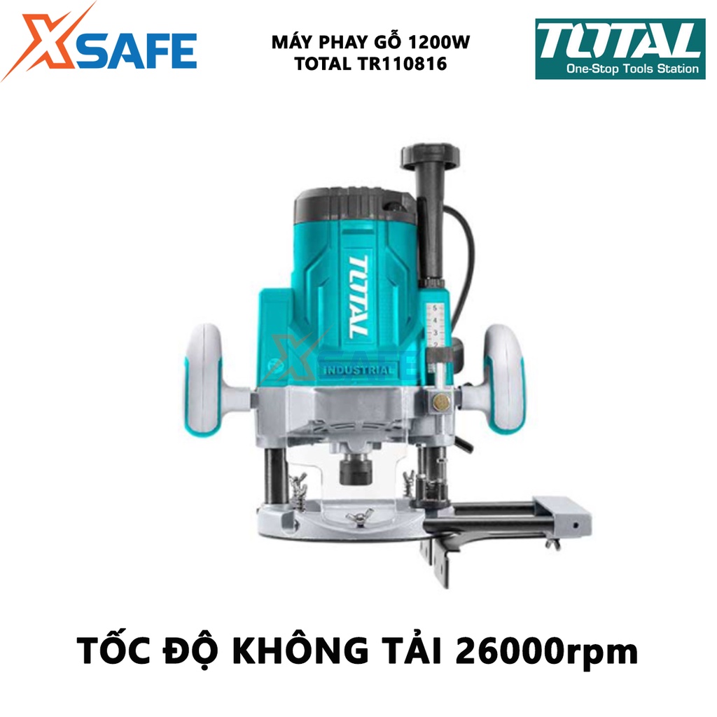 Máy phay gỗ Total TR110816 Máy soi gỗ cầm tay Công suất 1200W Tốc độ không tải 26000rpm Kích thước mũi 6mm, 8mm