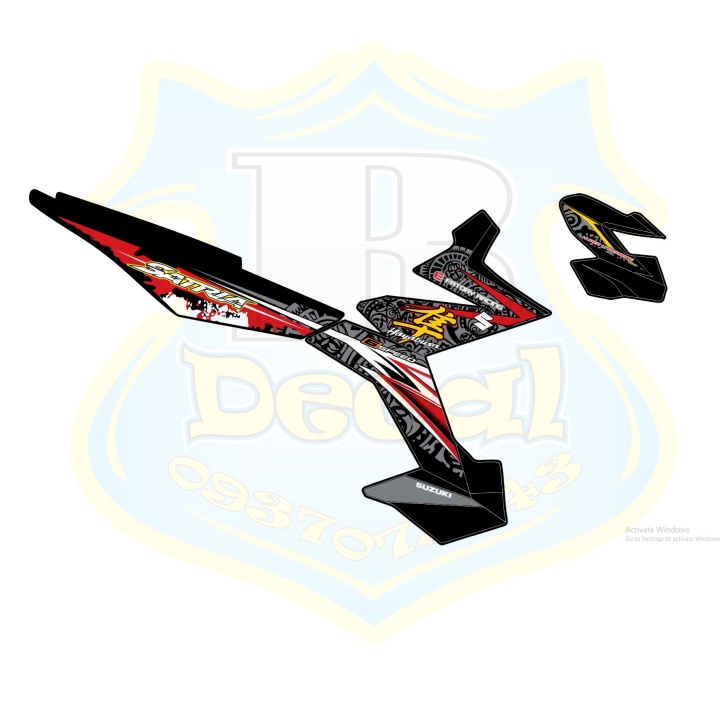 ( Quí khách vui lòng mang ra tiệm cho thợ dán ) Tem satria fi hayabusa đỏ đen