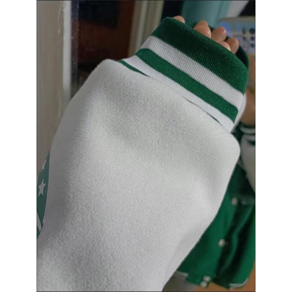 Áo khoác bomber jacket varsity nam nữ Harley Davidson màu xanh lá trần bông trần trám