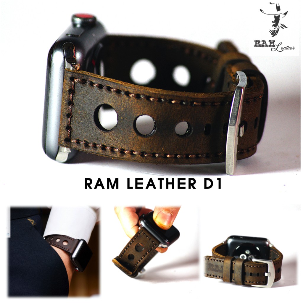 Dây đồng hồ RAM Leather vintage da bò nâu đất cao cấp thoáng khí RAM Leather D1