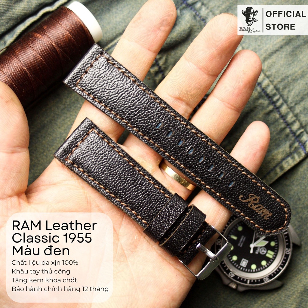 Dây Da Dê Cho AW, iWatch Series 7 SE 6 5 4 3 2 1 Đủ Size Handmade - RAM Classic 1955