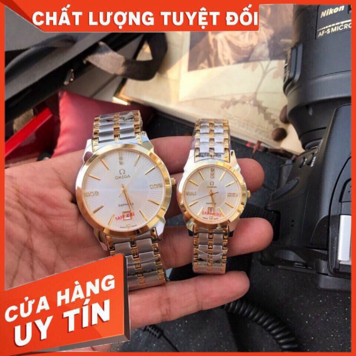 Đồng Hồ Đôi 0mega Sapphire OM037 Case 38mm Máy Pin Nhật Dây Thép 316L