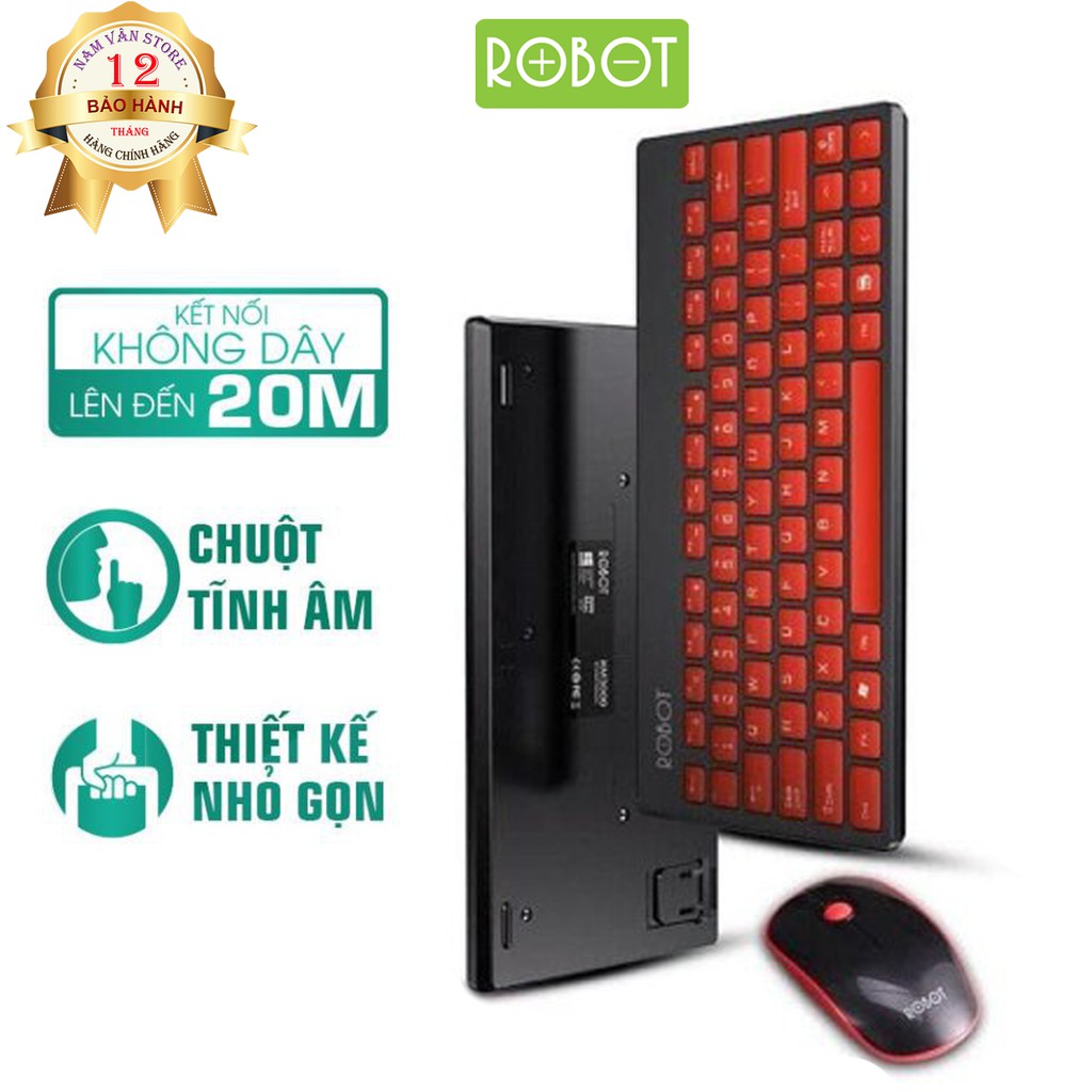 Bộ Bàn Phím Và Chuột Không Dây ROBOT KM3000 - Phạm Vi Kết Nối 20m - Hàng Chính Hãng