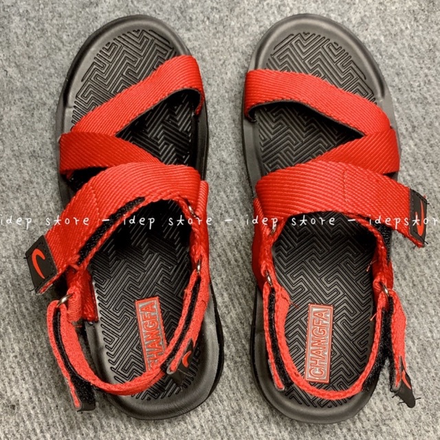 Giày sandal unisex quai Đỏ chữ Z GL034 - Xăng đan dây dù nam nữ đế đúc PU siêu bền SH9 IDEP