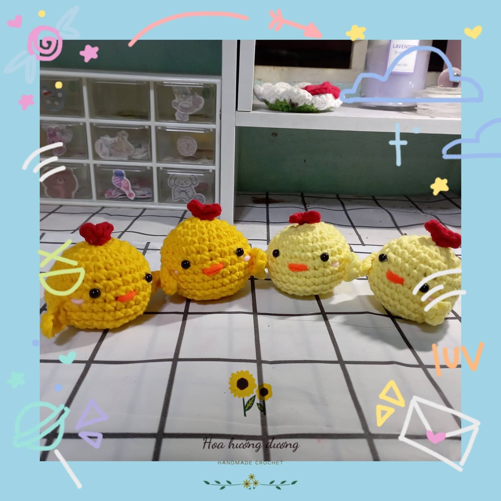 Móc khóa gà con len dễ thương , handmade