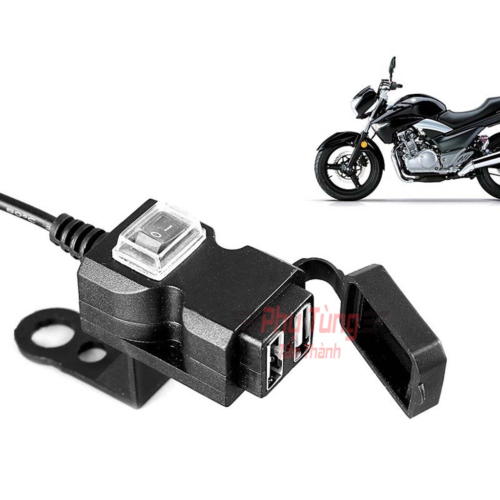 Sạc Điện Thoại Gắng Xe Máy 2 Cổng Chống Nước