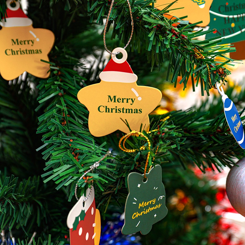 Set 14 Tấm Nhãn Giấy In Chữ Merry Christmas Dùng Để Trang Trí Quà Tặng Giáng Sinh Tiện Dụng