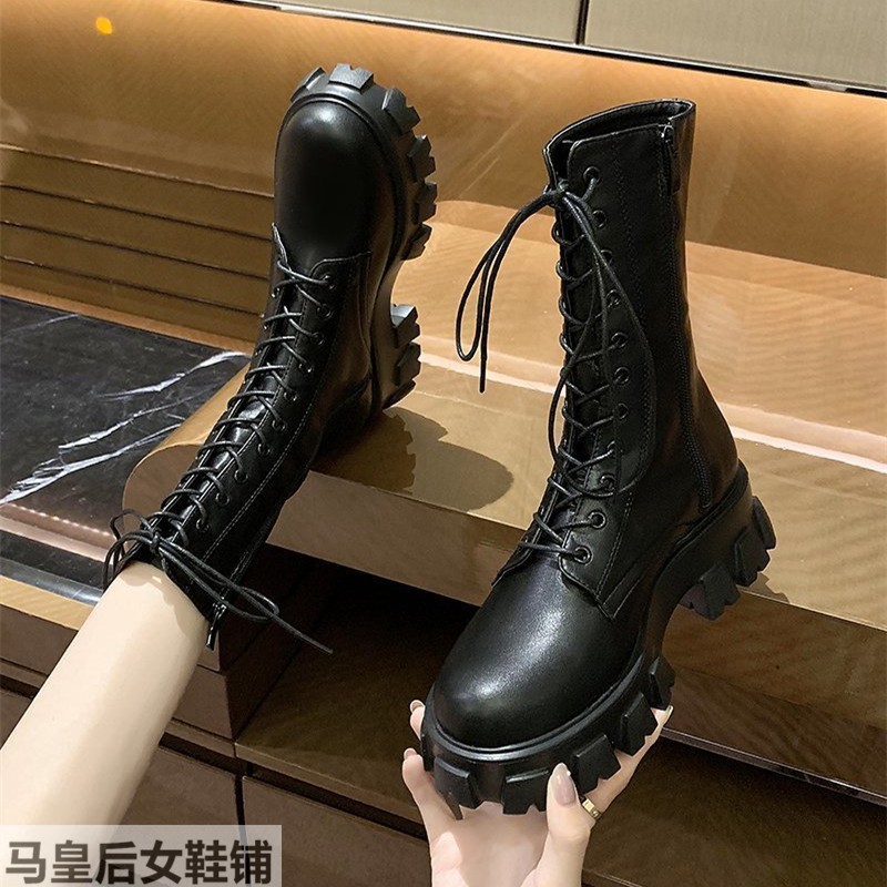 Boot nữ cổ cao phong cách Ulzzang cao cấp,có khóa kéo đế dộn 5cm hottrend 2021