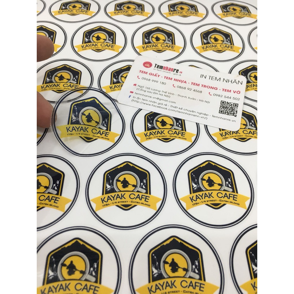 In tem nhãn decan trong, decan chống nước, decan nilon sticker A3 theo yêu cầu