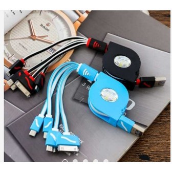 Cáp Sạc 3 Đầu, 4 Đầu Có Dây Rút, Cáp Sạc Điện Thoại Đa Năng (Rút Kéo Được) - Duonghieu6789