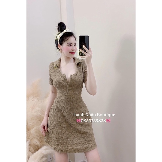 [Hàng Chuẩn] Váy Body Xốp Nhăn Cổ Sơmi Cá Tính 3 Màu Có Ảnh Thật Kèm Video | BigBuy360 - bigbuy360.vn