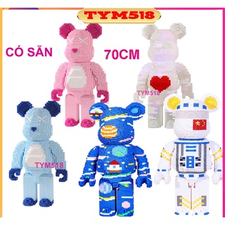 Xếp hình gấu bearbrick cõ lớn 70cm phi hành gia ironman jinx bear brick trưng bày trang trí decor