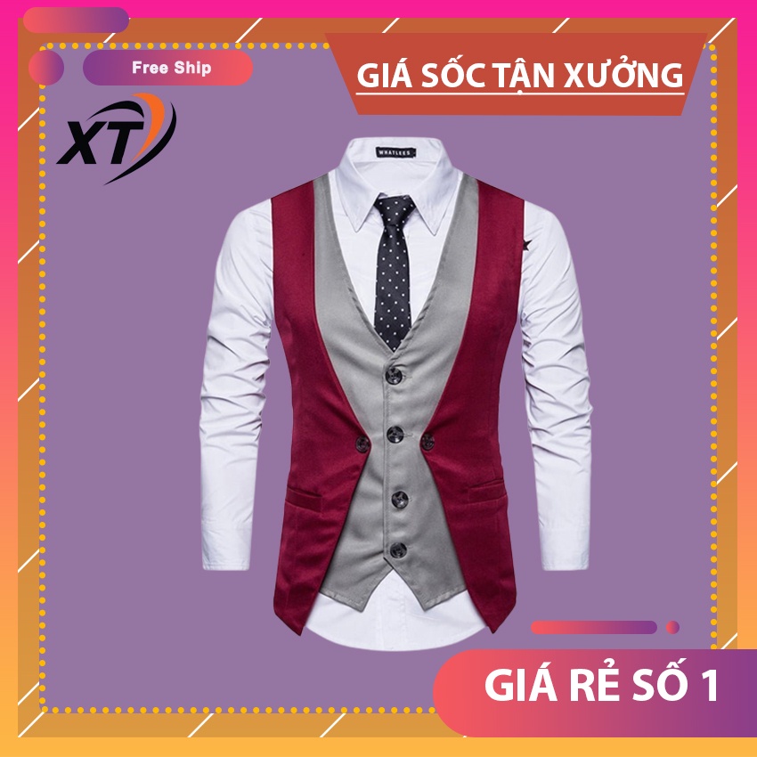 Áo Gile nam, Áo Gile T&T phối sơ mi độc đáo, đứng dang, không phai màu, không nhăn mã N43