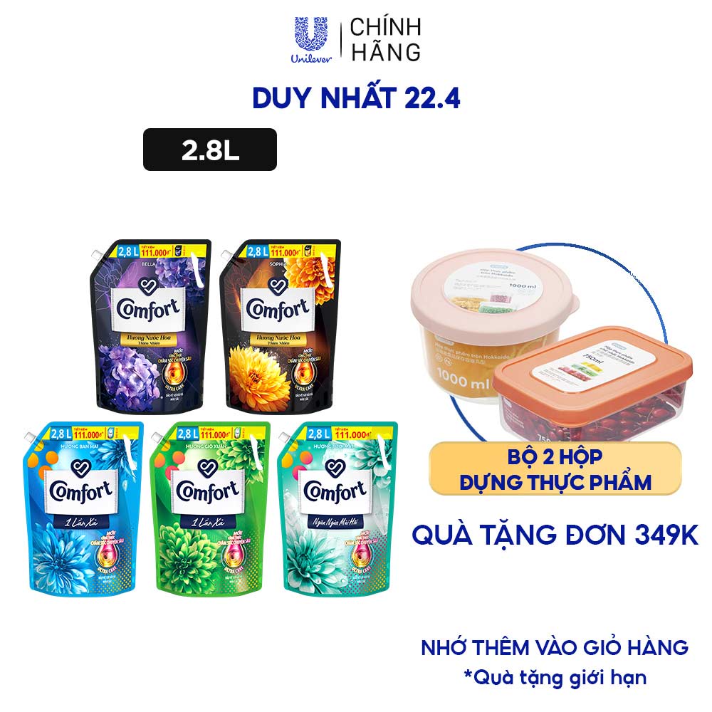 Nước xả làm mềm vải Comfort Chăm sóc Chuyên sâu Một lần xả / Hương nước hoa thiên nhiên túi 2.8L