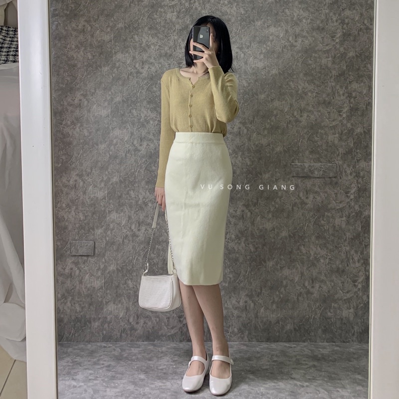 Chân váy bút chì, xẻ sau