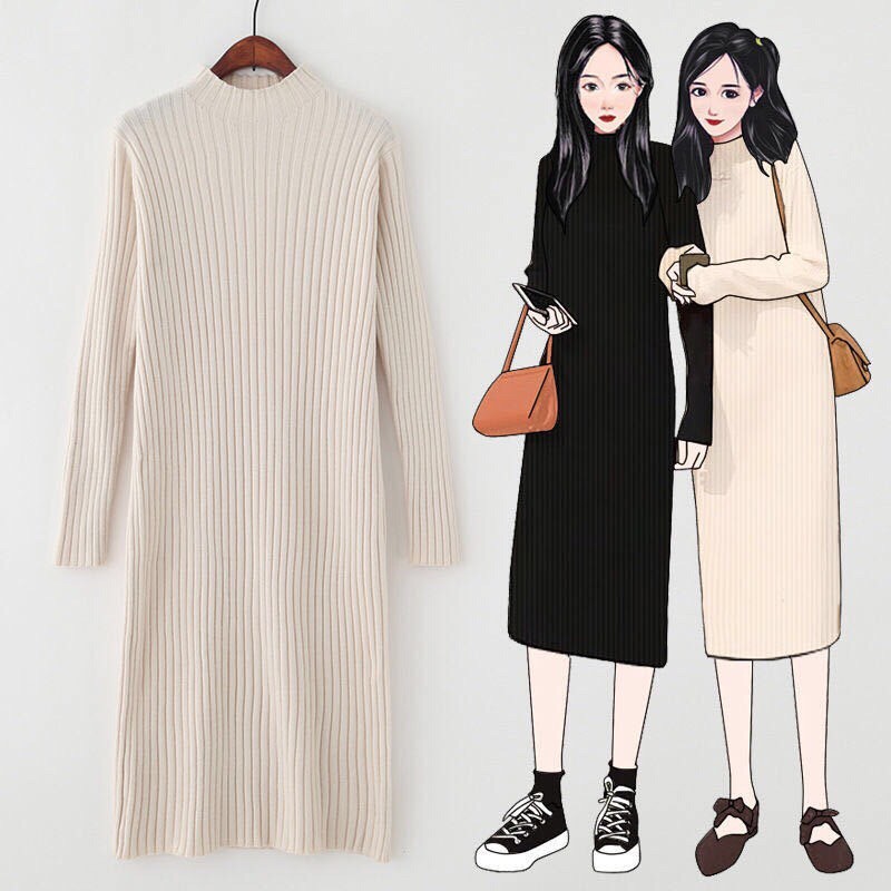 Váy len tăm dáng suông cổ 3 phân [ order 14 ngày ]