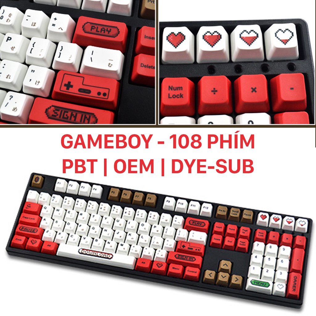 Keycap Shimmer, Match, GameBoy, NES, Coral Sea,... chất liệu PBT, in Dye-Sub, Profile OEM &amp; XDA