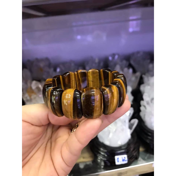 LẮC TAY BẢN ĐÁ MẮT HỔ NÂU VÀNG THIÊN NHIÊN NGUYEN KHỐI