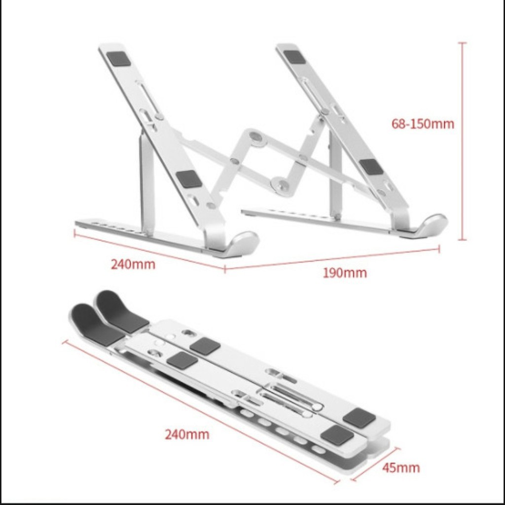 Giá Đỡ Laptop - Macbook - Ipad - Ultrabook Bằng Nhôm Gấp Gọn Điều Chỉnh Độ Cao, Đế Tản Nhiệt Laptop - Giá Kê Laptop | BigBuy360 - bigbuy360.vn