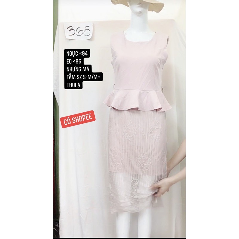 đầm hồng peplum chân váy ren siêu sang.s368