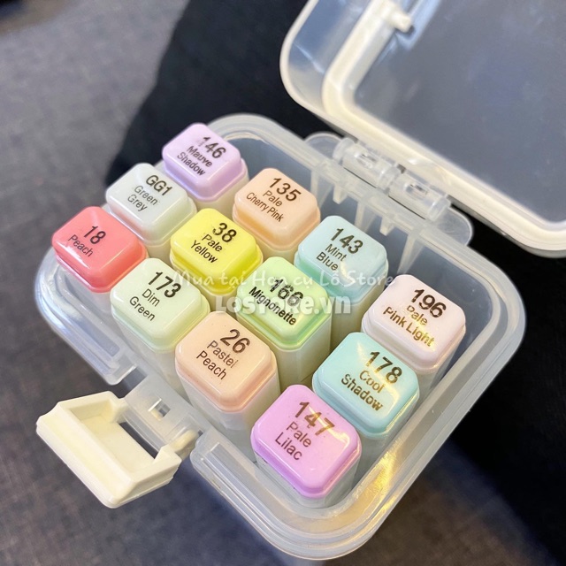 [Mã 153LIFESALE giảm 10% đơn 99K] [ LỖ STORE ] Màu dạ Touchliit 6 - Set Pastel 12 cây hộp nhựa