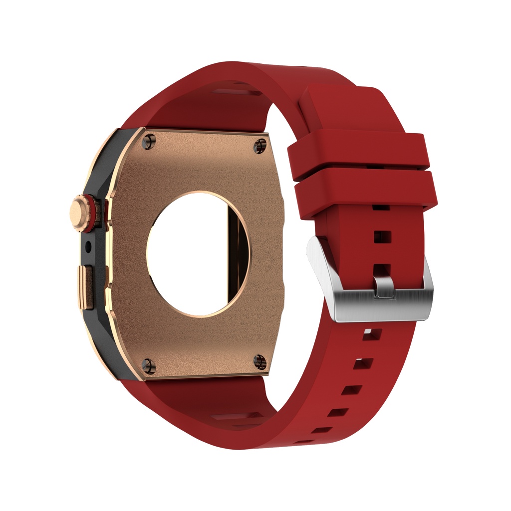 Dây Đeo Cao Su Silicone Kim Loại Cho Đồng Hồ Thông Minh Apple Watch Series 8 7 45Mm 44Mm iwatch 6 5 4 SE 45 44Mm