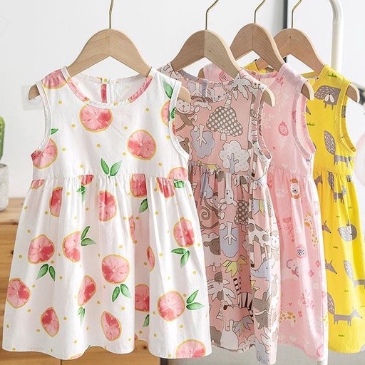 Váy bé gái cotton thô AM640 cho bé gái mẫu mới hè thoáng mát - đầm bé gái từ sơ sinh đến 18kg