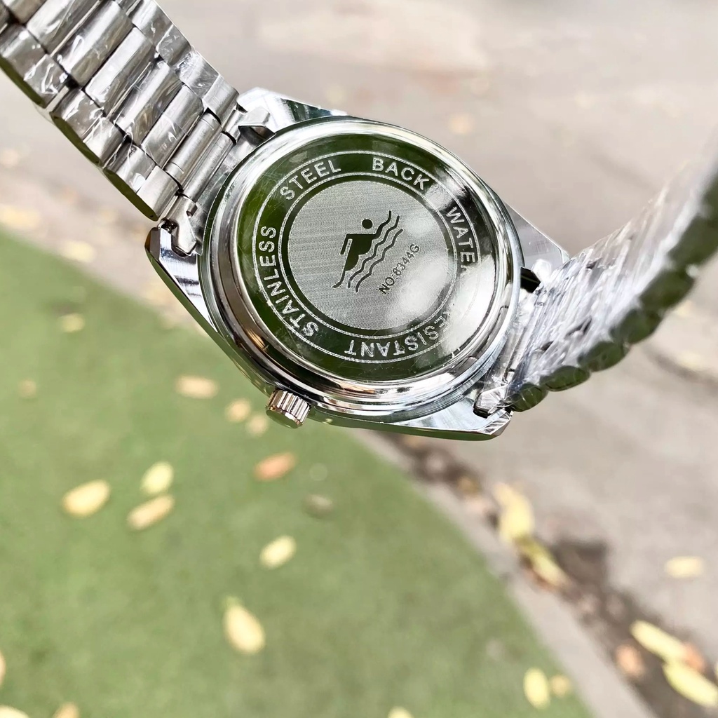Đồng Hồ Omega Nam Dây Thép Khung Thép Có Lịch Ngày Mã OM89 Kính Cong Máy Quartz - Bảo Hành 12 Tháng - Combo Quà Chất