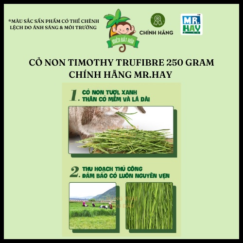 Thức ăn thỏ bọ - Cỏ non Timothy nguyên cành xanh tươi chính hãng Mr.Hay 250gram dành cho thỏ, bọ, chinchilla,...