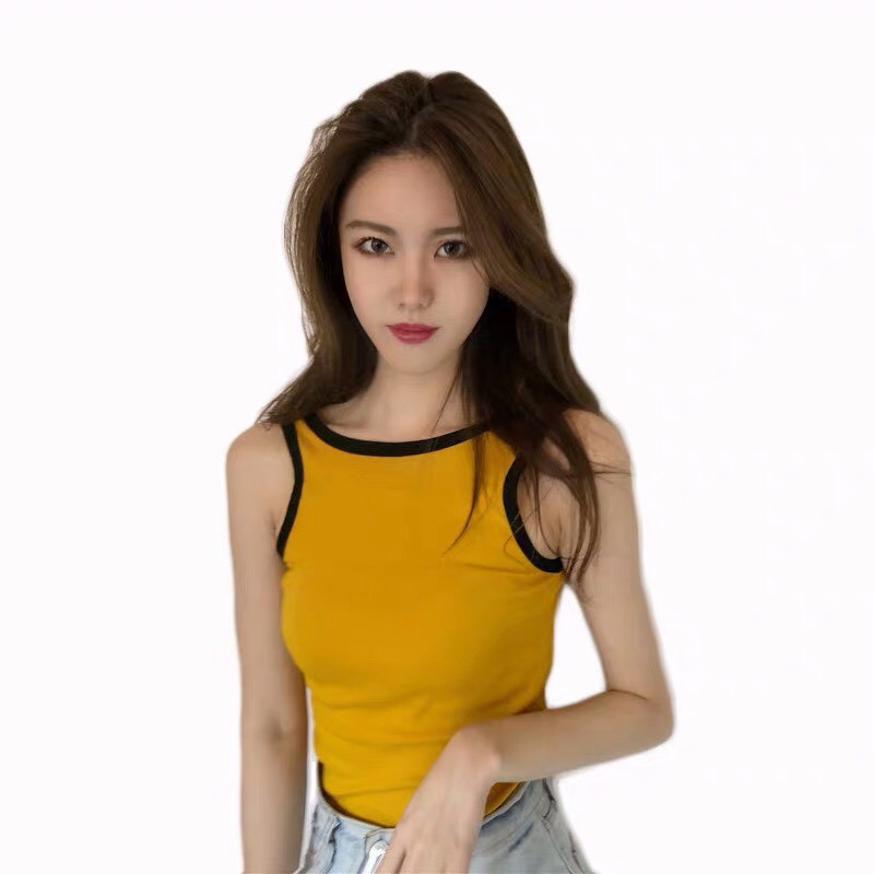 Áo Thun Ba Lỗ Phối Viền Màu Khoét Lưng Sâu Quyến Rũ TTS0365