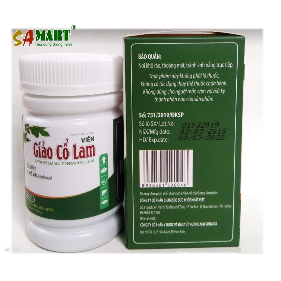 Viên Giảo cổ lam hỗ trợ giảm mỡ máu ( Mua 5hộp tặng 1 hộp)