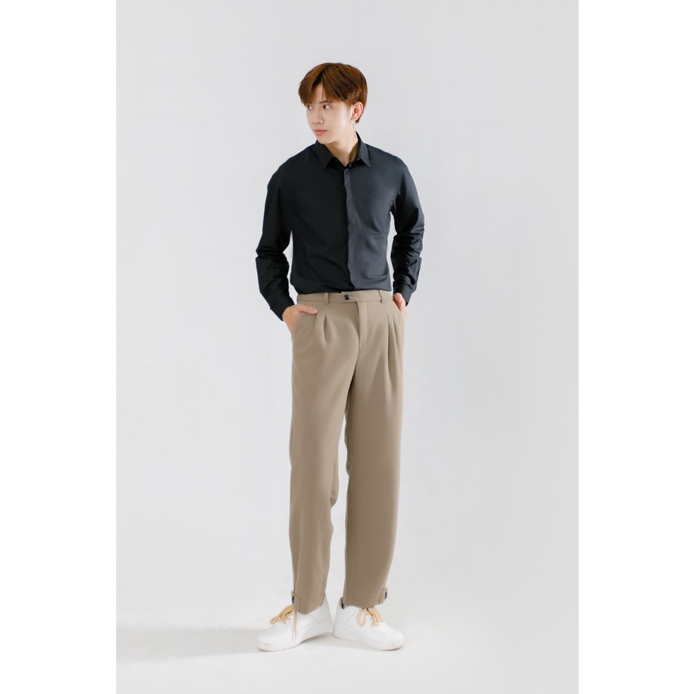 Áo Sơ Mi Giấu Cúc Cổ Bẻ Trơn Dài Tay Nam MANDO Form Slimfit Basic Unisex Thời Trang Công Sở Hàn Quốc SMD119