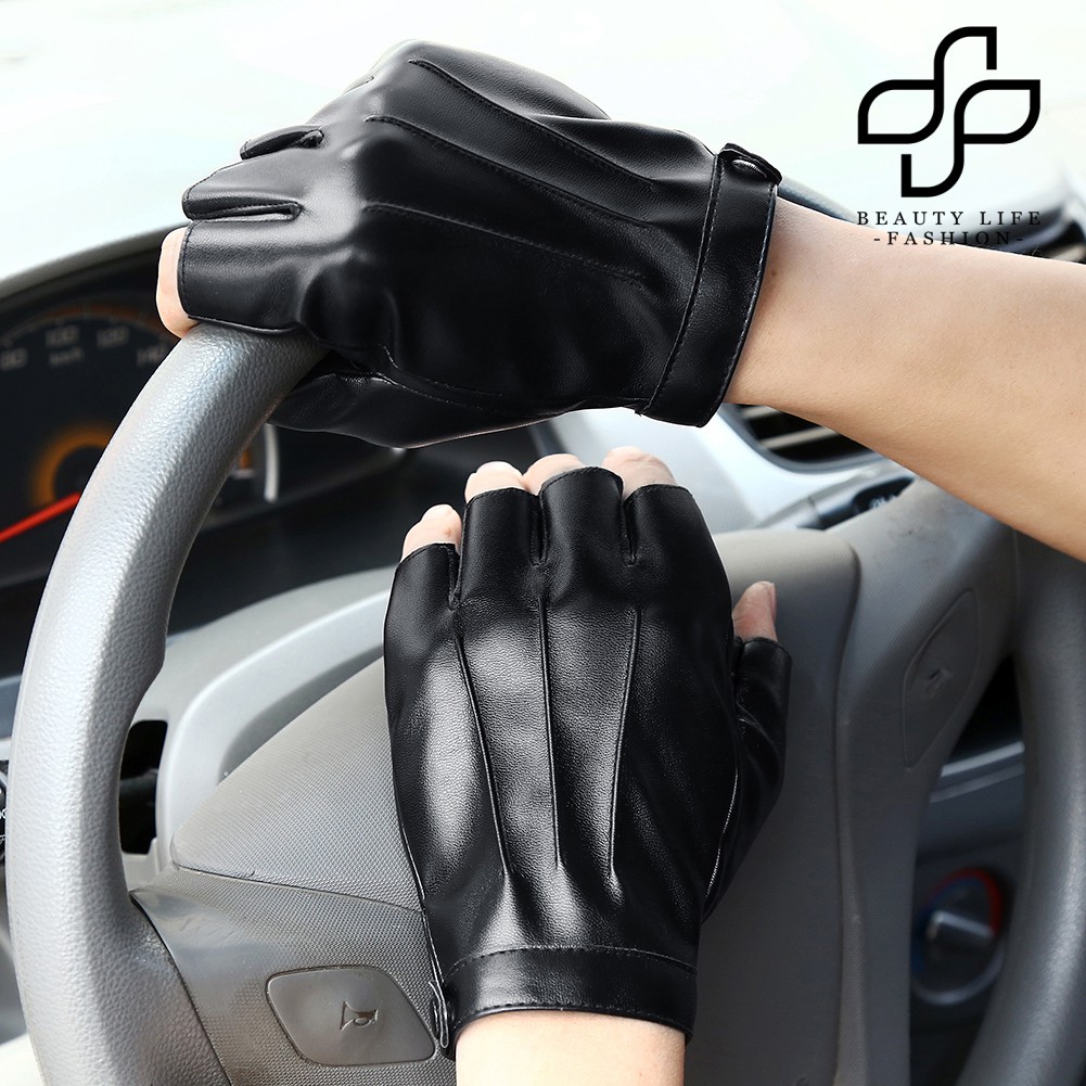 Găng Tay Da Hở Ngón Cho Nam