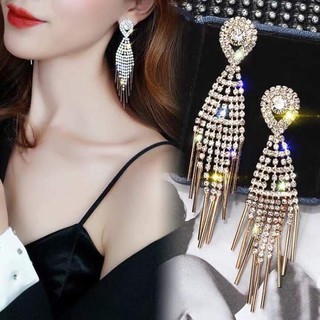 Bông tai hình giọt lệ tua rua đính đá