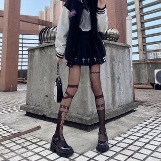 Gothic Dark Hollow Out Pantyhose Tights Women 2021 Fashion Breathable Fishnet Stockings Lolita Kawaii Plus Size Thigh High Socks