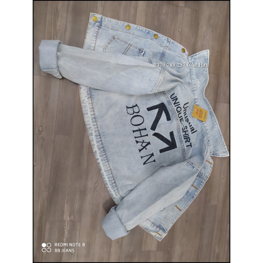 Aó khoác jean nữ xám xanh như hình form dưới 58Kg Bohan BB24
