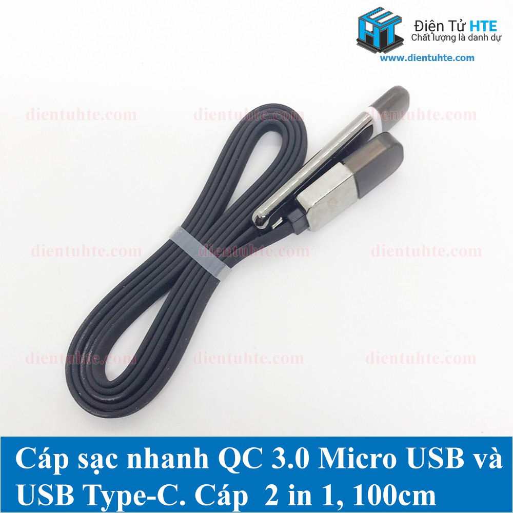 Cáp sạc nhanh và dữ liệu 2 trong 1 Micro + TypeC B2GO Hỗ trợ QC 3.0 và VOOC [HTE Quy Nhơn CN2]