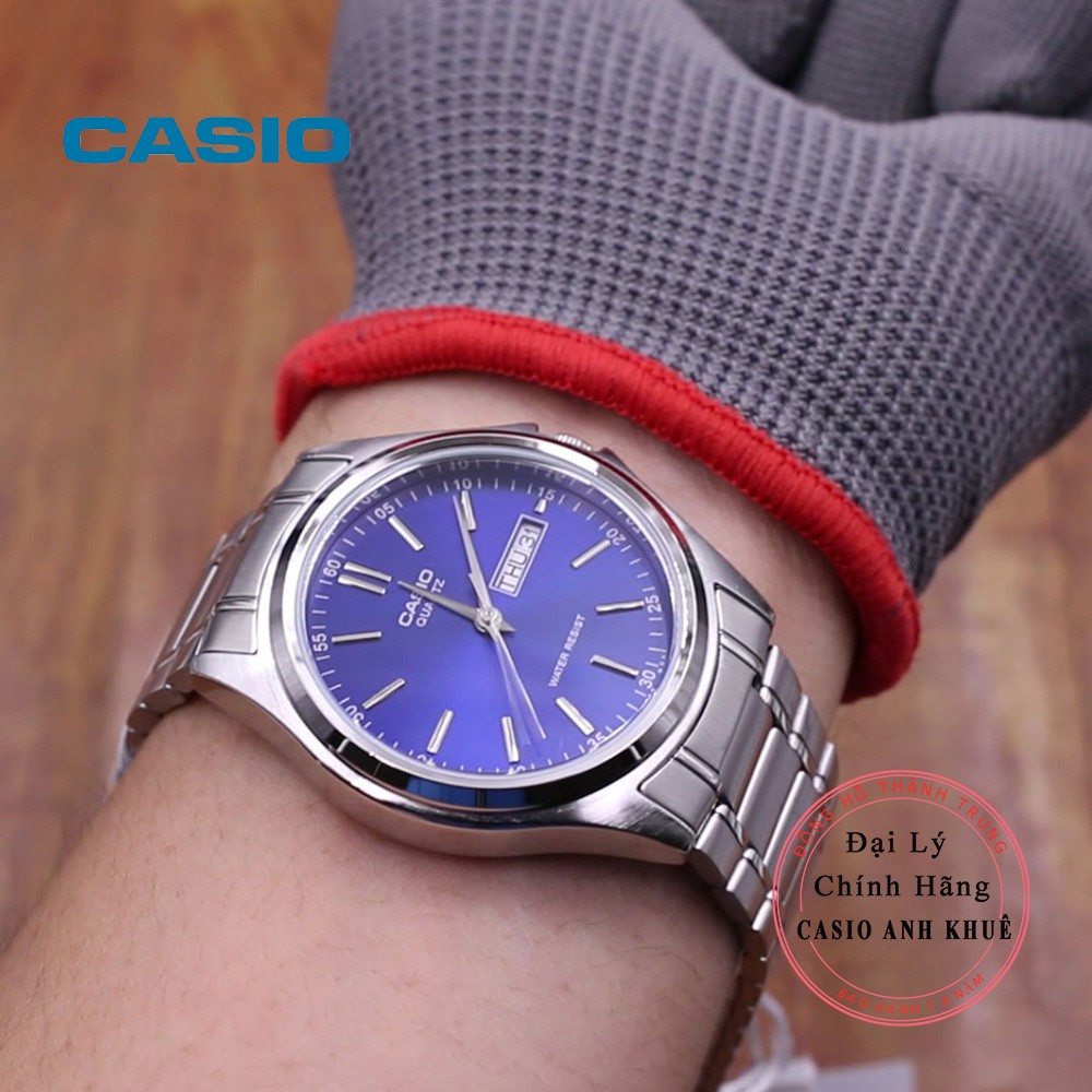 Đồng hồ nam casio MTP-1239D-2ADF dây kim loại mặt xanh