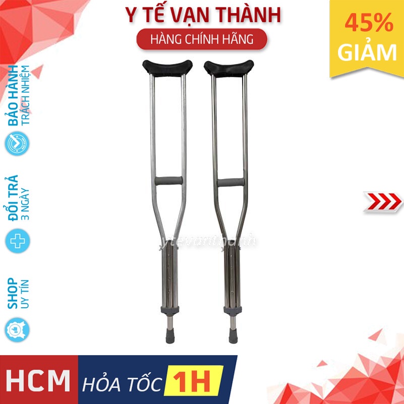 ✅ Nạng Chống Nách Inox- Đức Cường - Siêu bền - Tăng Giảm Chiều Cao -VT0459