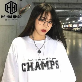 Áo Thun Nam Nữ Phom Rộng Tay Lỡ In Hình CHAMPS Full HD, Vải Cotton 75% Dày Mềm Mịn Đẹp. ་ *