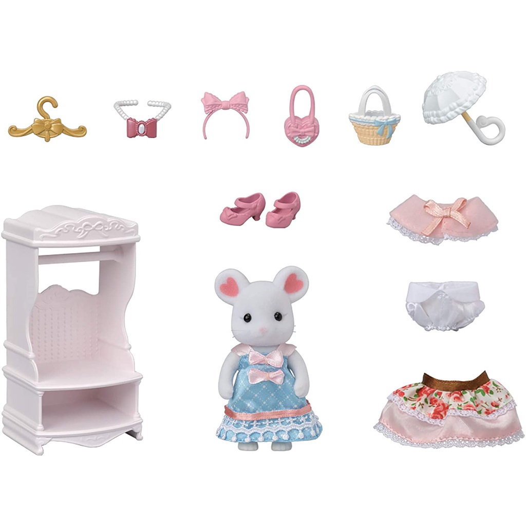 Đồ Chơi Sylvanian Families Thời Trang Thành Thị Của Quý Cô Chuột Marshmallow Mouse Town Fashion Outfit Set